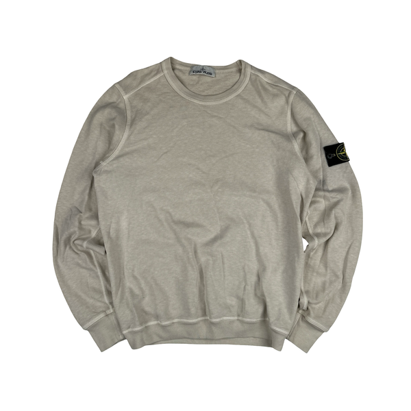 Stone Island 2018 Cream White Cotton Crewneck Sweatshirt - Medium