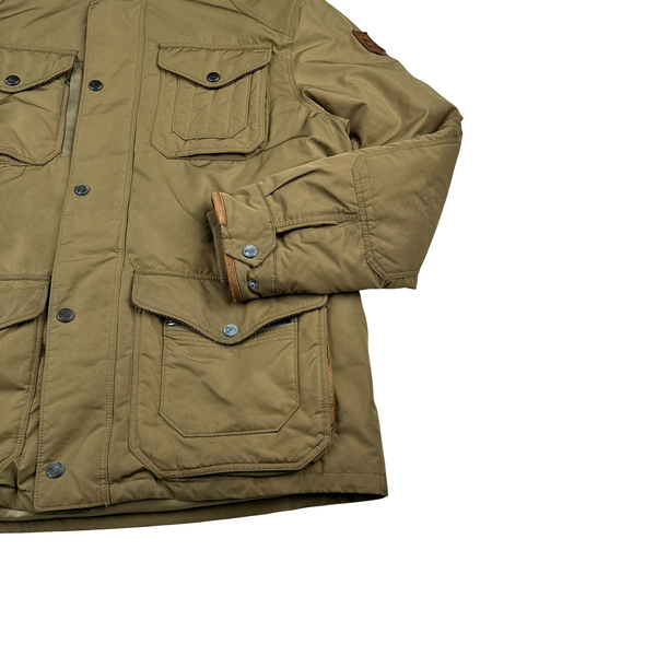 Ralph Lauren Tan Quilted Cargo Zipped Jacket - Large
