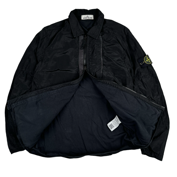 Stone Island Black Shimmer Nylon Metal Cotton Lined Overshirt - Medium