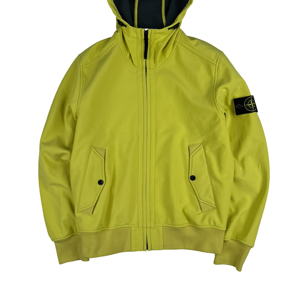 Stone Island Neon Yellow Fleece Lined Soft Shell Jacket - Medium