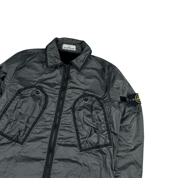 Stone Island 2020 Black Lamy Flock Zipped Overshirt - Small