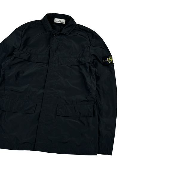 Stone Island 2019 Black Micro Reps Button Up Jacket- Medium