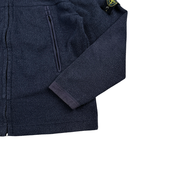 Stone Island 2003 Navy Chest Pockets Zipped Knitted Jumper - XL
