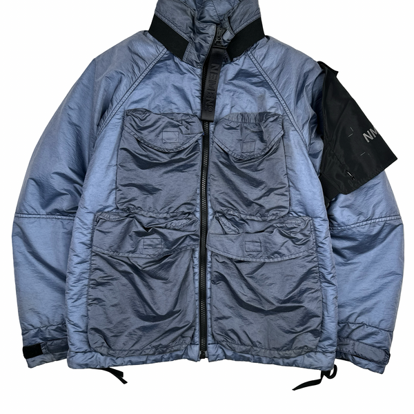 Nemen Nylon Shimmer Light Blue Padded Shell Multi Pocket Jacket - Medium