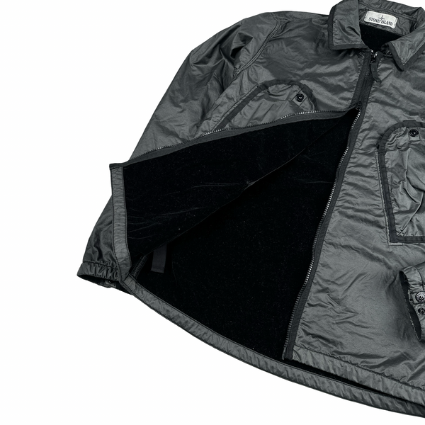 Stone Island 2020 Black Lamy Flock Zipped Overshirt - Small