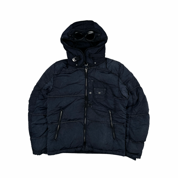 CP Company Blue Down Filled Frosted Nylon Puffer Jacket - Medium
