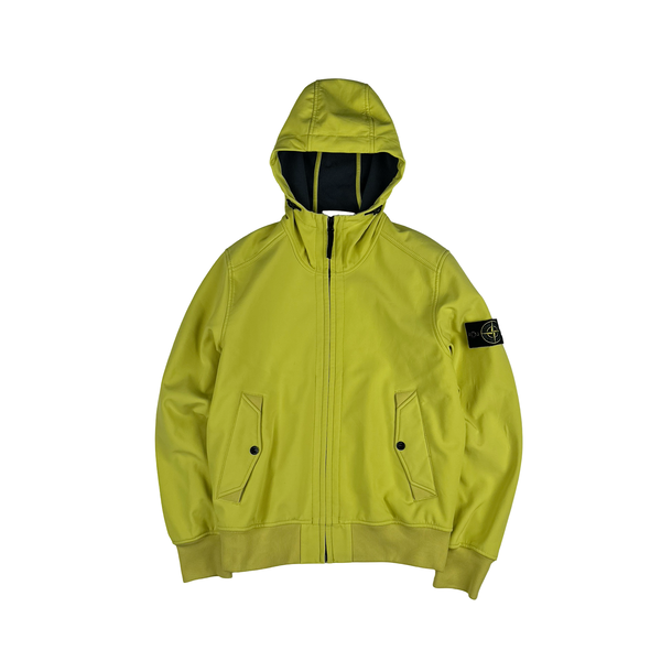 Stone Island Neon Yellow Fleece Lined Soft Shell Jacket - Medium