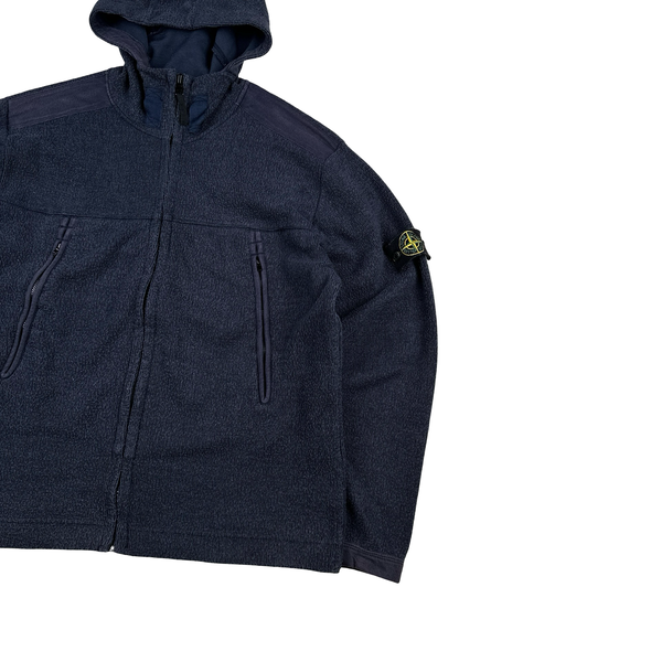 Stone Island 2003 Navy Chest Pockets Zipped Knitted Jumper - XL