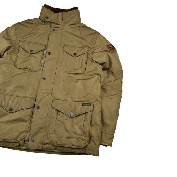 Ralph Lauren Tan Quilted Cargo Zipped Jacket - Large