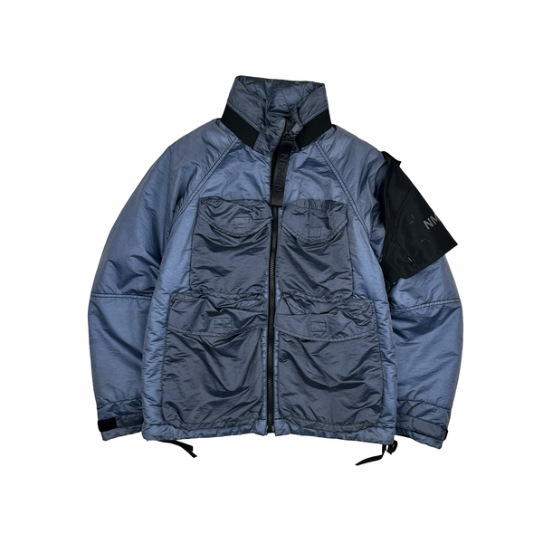 Nemen Nylon Shimmer Light Blue Padded Shell Multi Pocket Jacket - Medium