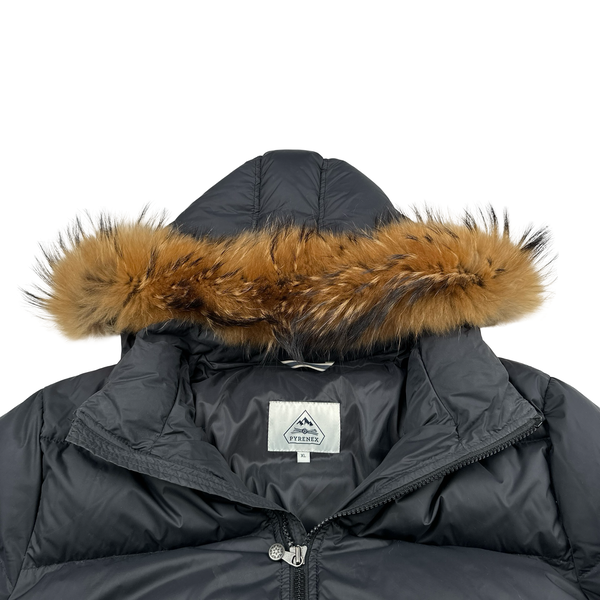Pyrenex Black Fur Hood Down Puffer Jacket - XL
