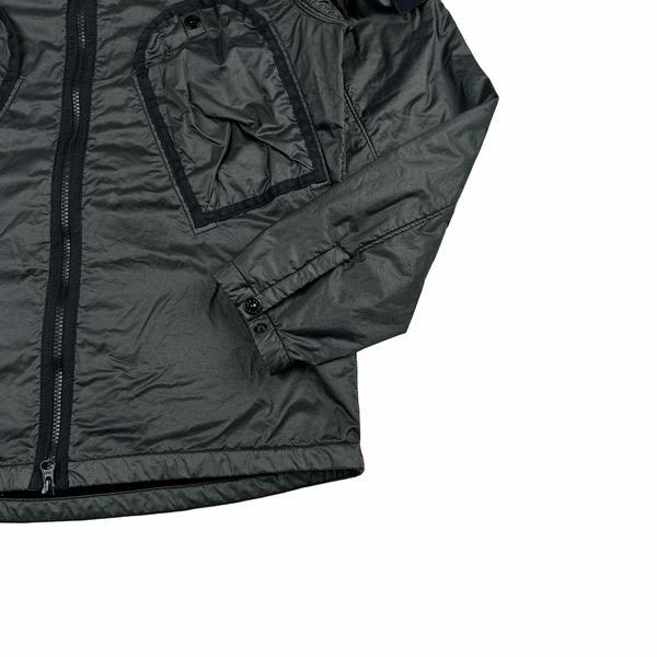 Stone Island 2020 Black Lamy Flock Zipped Overshirt - Small