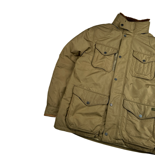 Ralph Lauren Tan Quilted Cargo Zipped Jacket - Large