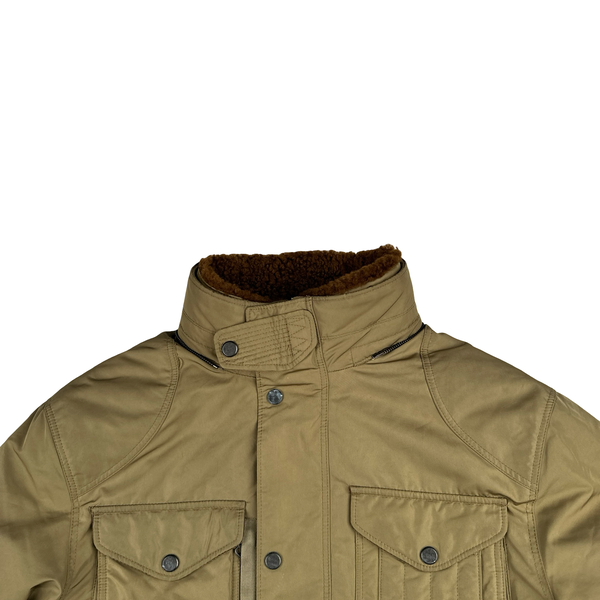 Ralph Lauren Tan Quilted Cargo Zipped Jacket - Large