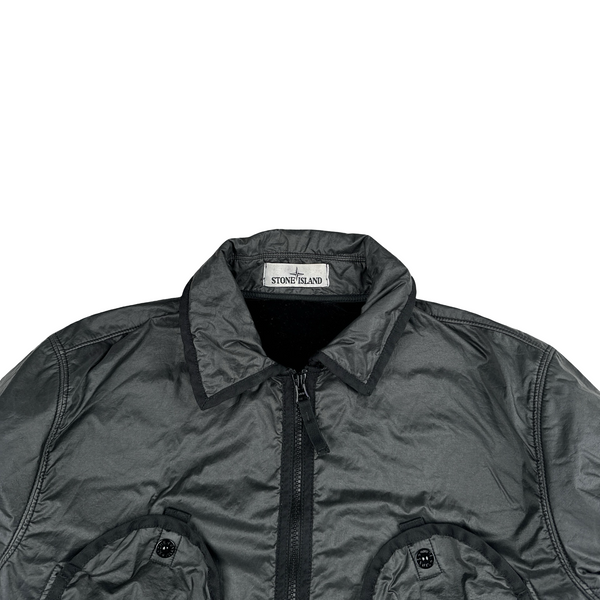 Stone Island 2020 Black Lamy Flock Zipped Overshirt - Small