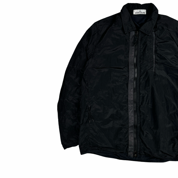 Stone Island Black Shimmer Nylon Metal Cotton Lined Overshirt - Medium