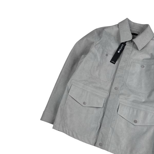 Stone Island 2025 Grey Alcantara Suede Ghost Piece Overshirt Jacket - Large