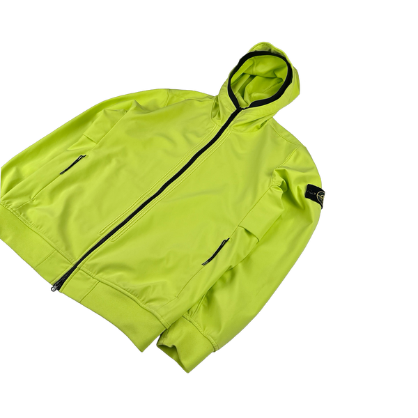 Stone Island 2022 Lime Green Soft Shell R E Dye Tech Jacket - XL
