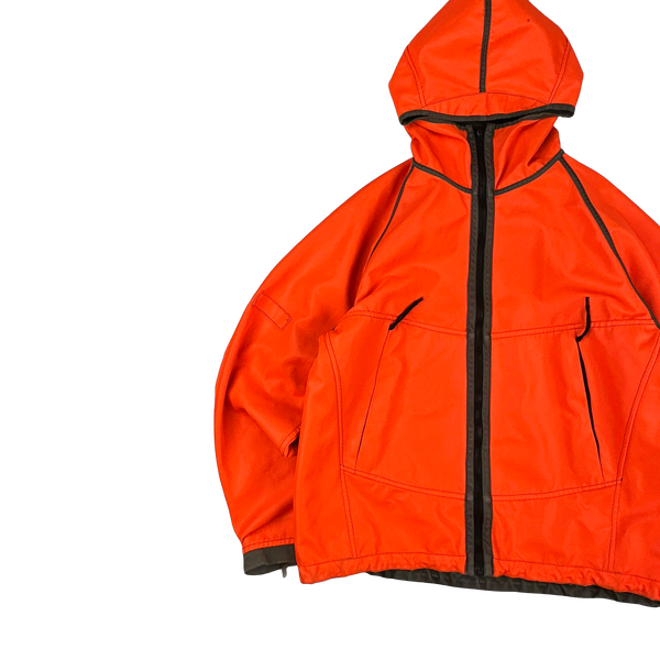 Stone Island 2006 Neon Orange Reversible Khaki Spellout Jacket - XL