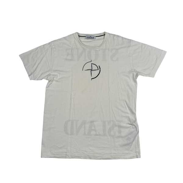 Stone Island 2020 White Graphic Spellout White T Shirt - Large