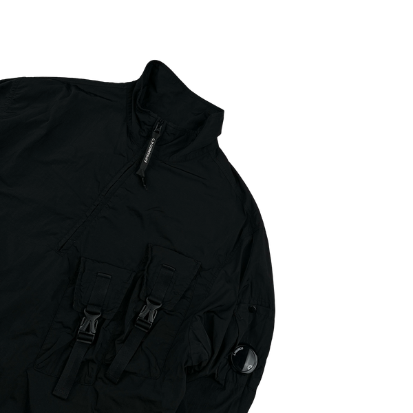 CP Company Black Quarter Zipped Chrome Cargo Pullover - Small