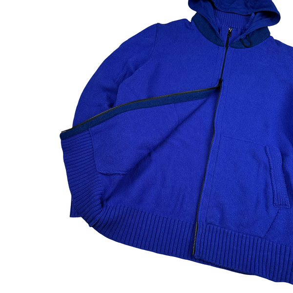 Stone Island 2014 Electric Blue Wool Knitted Hoody Jumper - 3XL