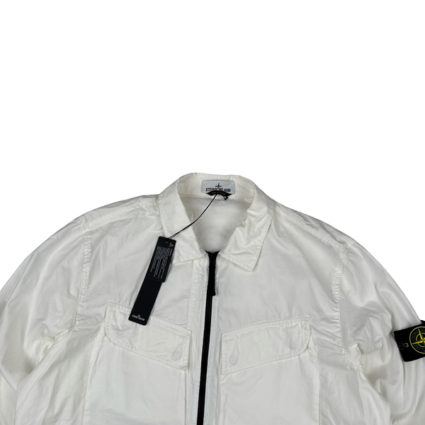 Stone Island 2022 White Brushed Cotton Zipped Overshirt - XL