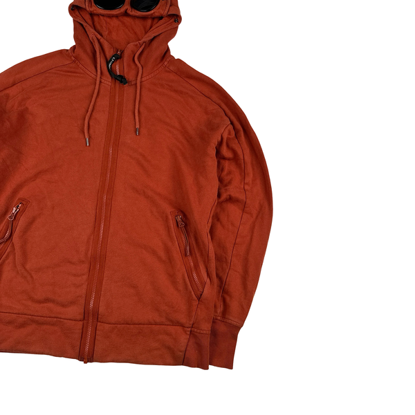CP Company Orange Cotton Goggle Hoodie - Large