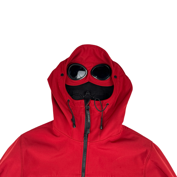 CP Company Red Soft Shell Hooded Zipped Jacket - Medium