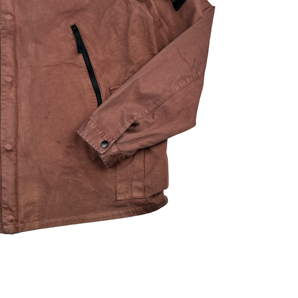 Stone Island 2006 Burgundy Cotton Blend Zipped Multi Pocket Jacket - XXL