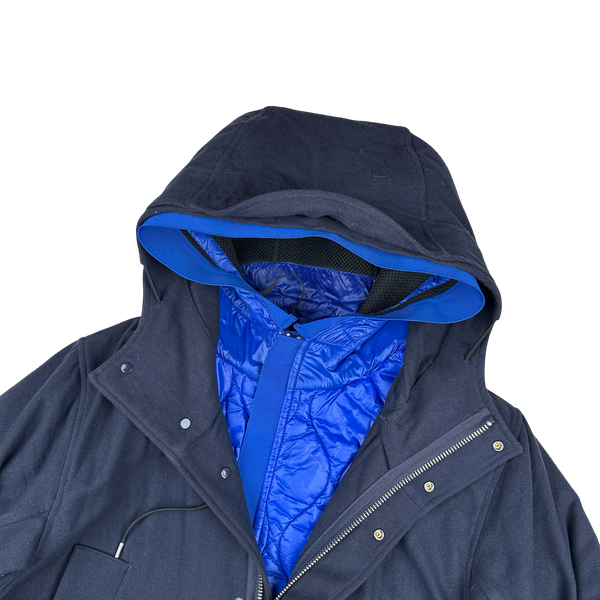 CP Company Navy Nycra Dual Layer Quilted Liner Parka Jacket - Large
