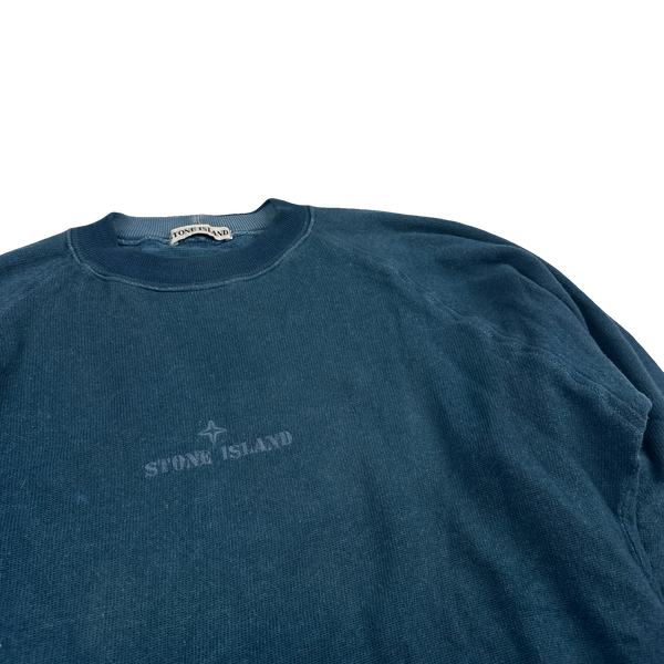 Stone Island 1990s Vintage Blue Spellout Pullover - Medium