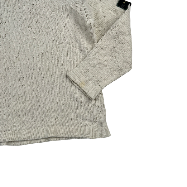 Stone Island Vintage 1997 Green Edge Cream Chenille Knit Pullover - XL