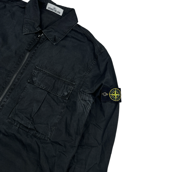 Stone Island 2019 Black Cotton Garment Dyed Overshirt - Medium