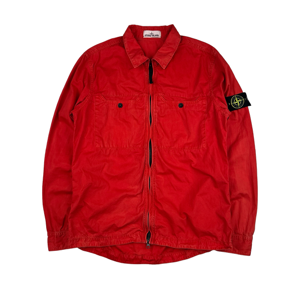 Stone Island 2016 Red Garment Dyed Overshirt - Large