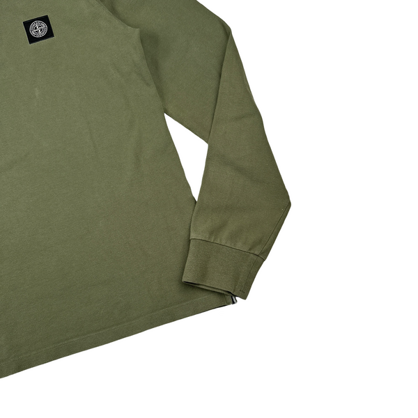 Stone Island Khaki Longsleeve Polo Top - Large