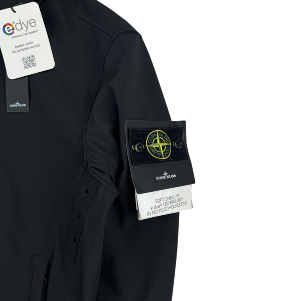 Stone Island 2023 Black Soft Shell R e.Dye Fleece Lined Zipped Jacket - Large