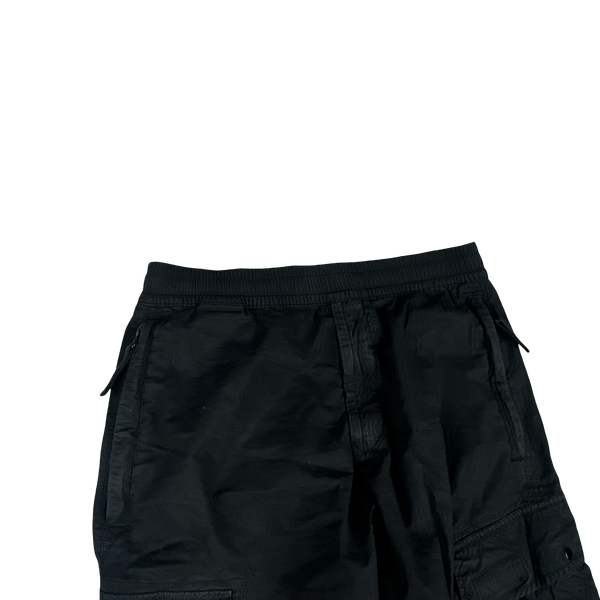 Stone Island 2021 RE-T Black Regular Tapered Cargo Trousers - 30"