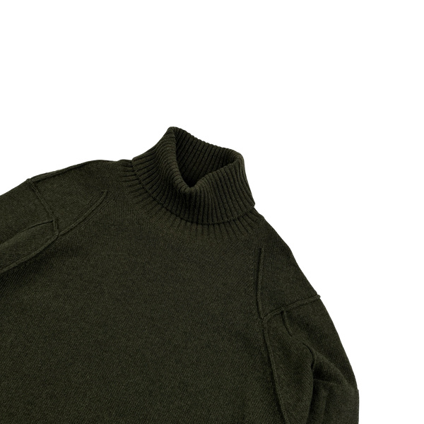 CP Company Forest Green Thick Wool Roll Neck Knit - Medium