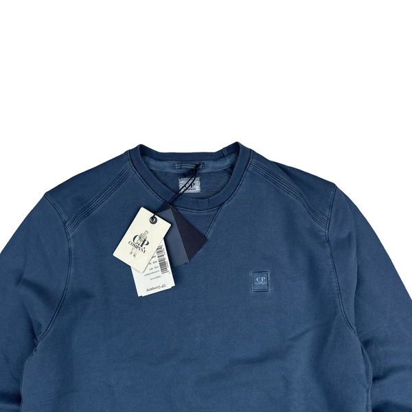 CP Company Blue Cotton Garment Dyed Crewneck Jumper - Large