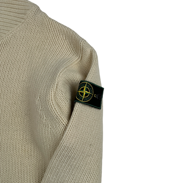 Stone Island Vintage 1994 Beige Wool Blend High Neck Jumper - Medium