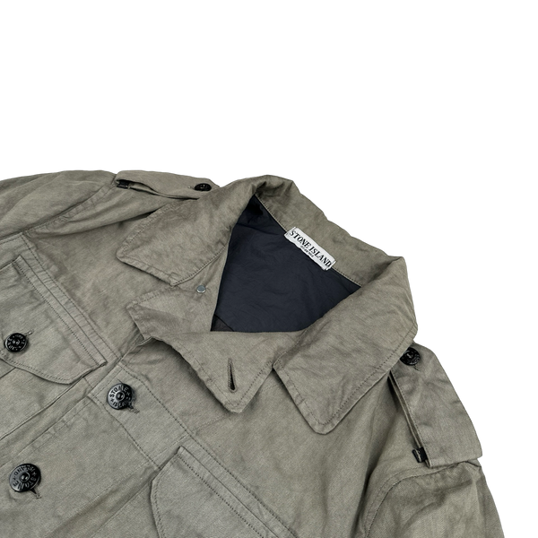 Stone Island 2006 Brown Lino Flax Collared Jacket - Medium