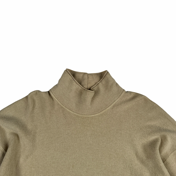 Stone Island 1995 Heavyweight Beige Green Edge Mock Neck Pullover Jumper - XXL