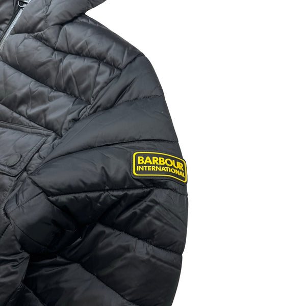 Barbour International Black Fibre Down Motorcycle Puffer Jacket - XL