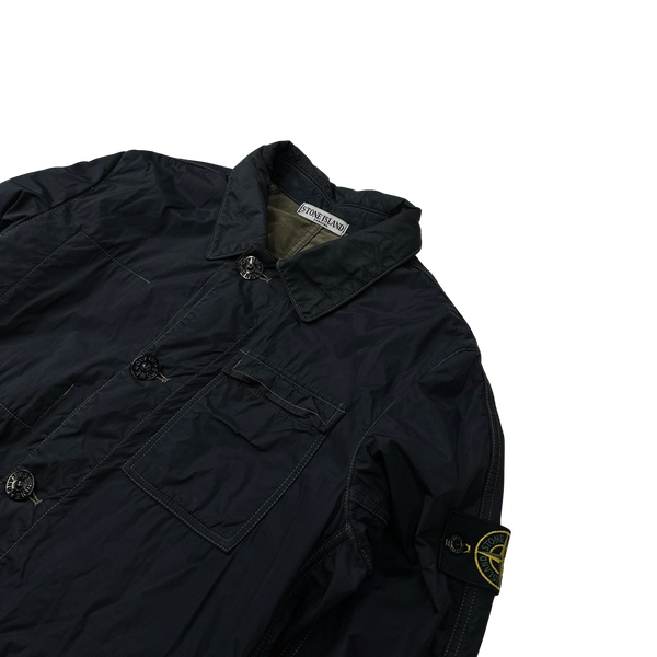 Stone Island 2011 Navy Contrast Stitch Nylon Metal Buttoned Jacket - Large
