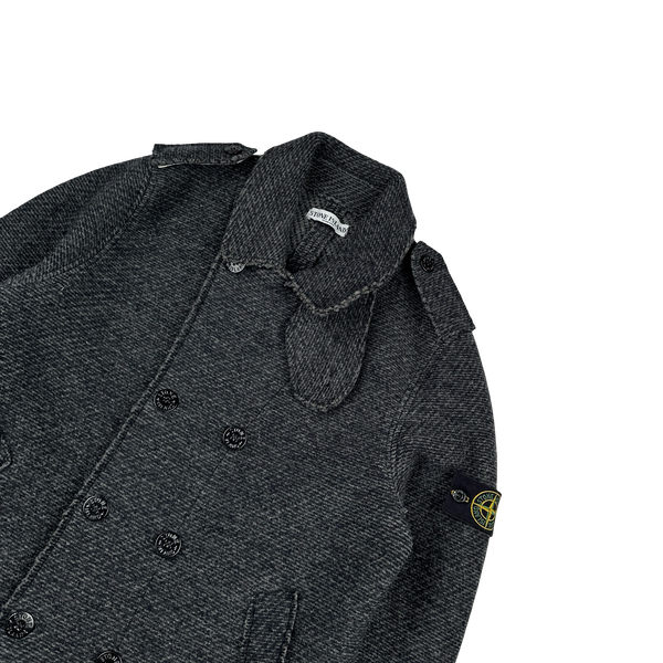 Stone Island 2009 Heavyweight Wool Double Breasted Knit Jacket - XL