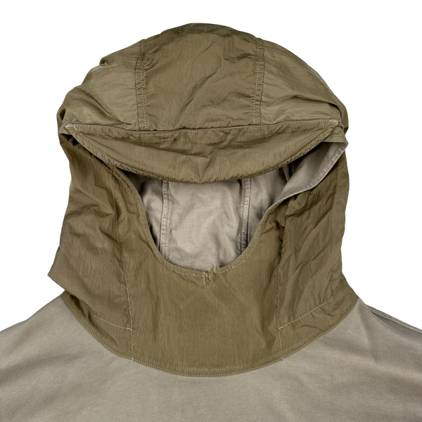 Stone Island 2023 Beige Cotton Nylon Panel Hood Jumper - Large