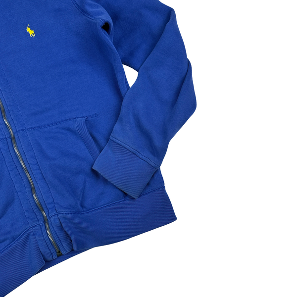 Ralph Lauren Blue Thick Cotton Zipped Hoodie - Medium
