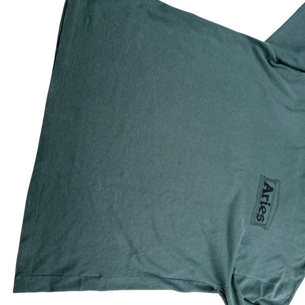 Aries Dark Teal Spellout Long sleeve Shirt - Large