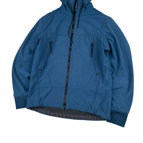 CP Company Blue Fleece Lined Soft Shell Goggle Jacket - Medium